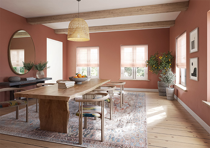 Pavia Voile, Peach Blush - Roman Blind - Image 6